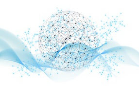 World wide web with blue wave on white background