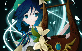 Красивая девушка аниме с косами