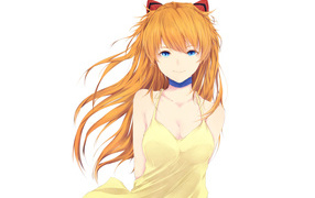 Красивая голубоглазая девушка аниме с рыжими волосами