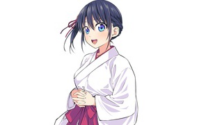 Character Nagisa Minase anime Kanojo mo Kanojo on a white background in a kimono