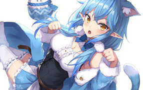 Девушка с голубыми волосами аниме  Виртуальный Ютубер