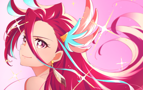 Девушка с длинными розовыми волосами аниме  Pretty Cure!