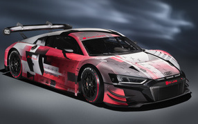 Гоночный автомобиль Audi R8 LMS GT3 Evo II 2022  года на сером фоне