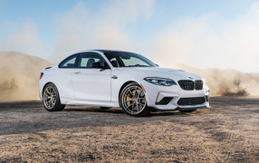 White BMW M2 CS, 2021 covered in dust