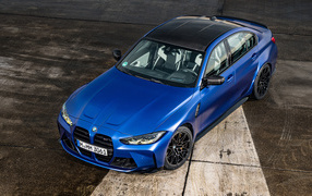 Blue BMW M3 car top view