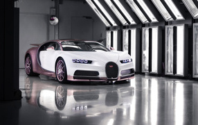 2021 Bugatti Chiron in a garage
