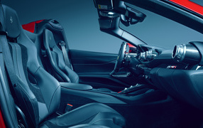 Черный салон автомобиля Ferrari 812 GTS N-Largo 2021 года 