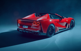 Красный автомобиль Novitec Ferrari 812 GTS N-Largo 2021 года вид сзади