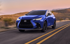 2022 Lexus NX 450h + AWD F SPORT blue car on the track