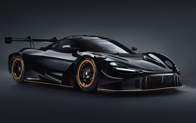 2021 McLaren 720S GT3X black sports car on gray background