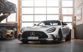 2021 Mercedes-AMG GT Black Series silver car in garage