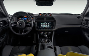 Black leather interior of the car Nissan Z, 2023