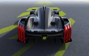 Вид сзади на гоночный автомобиль Peugeot 9X8, 2022 года