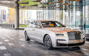 Stylish expensive 2021 Rolls-Royce Ghost EWB in the building