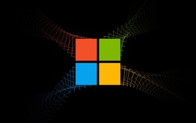 Разноцветный значок Windows на черном фоне