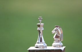 Металлические шахматные фигуры крупным планом