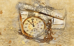 Карманные часы со старой бумагой