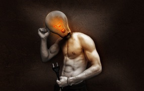 Мужчина с лампочкой вместо головы