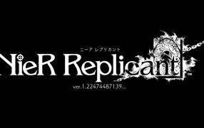 Логотип новой ролевой игры NieR Replicant ver.1.22474487139 на черном фоне