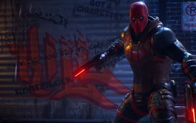 Red cap character of the computer game Gotham Knights, 2021