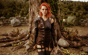Elf girl standing by the tree cosplay