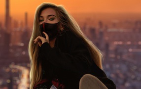 Девушка 3д в черной маске 