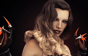 Красивая 3д девушка с когтями на руках