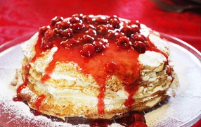 Pancake cake with cherries for Maslenitsa 2021