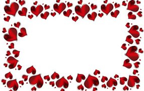 Много красных сердечек на белом фоне 