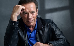 Legendary actor Arnold Schwarzenegger in a black jacket