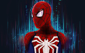 Человек паук на синем фоне крупным планом