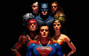 Супергерои на черном фоне фильм Лига справедливости Зака Снайдера