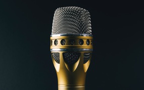 Красивый профессиональный микрофон на черном фоне 