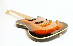 Большая красивая гитара на белом фоне 