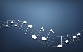 Белый нотный ряд на синем фоне