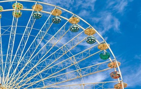 Ferris wheel against the blue sky