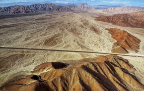 View of the road through the desert