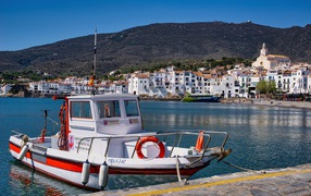 Motor boat on the coast of Greece
