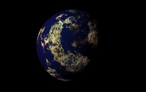 Big planet earth on black background
