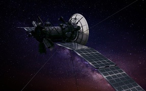 Космическая станция пролетает над планетой