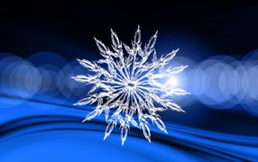 Beautiful ice snowflake on a blue background