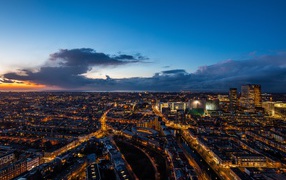 Красивый вид на ночной Сингапур, Азия