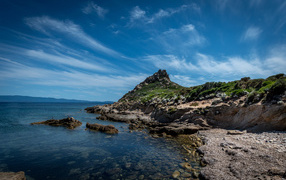 Красивое голубое небо над морем, Франция