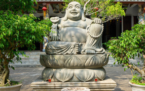 Big Buddha statue in the temple, Vietnam