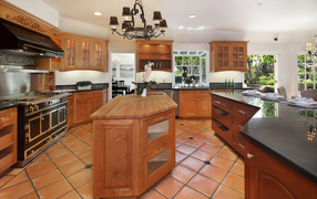 Wooden stylish kitchen set