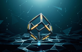 Куб 3д с созвездиями на черном фоне