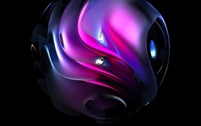 Абстрактный металлический шар на черном фоне