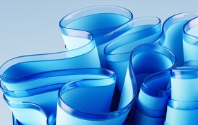 Абстрактный волнистый голубой узор на сером фоне