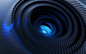 Черная абстрактная спираль с голубой серединой