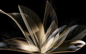 Распустившийся абстрактный цветок на черном фоне